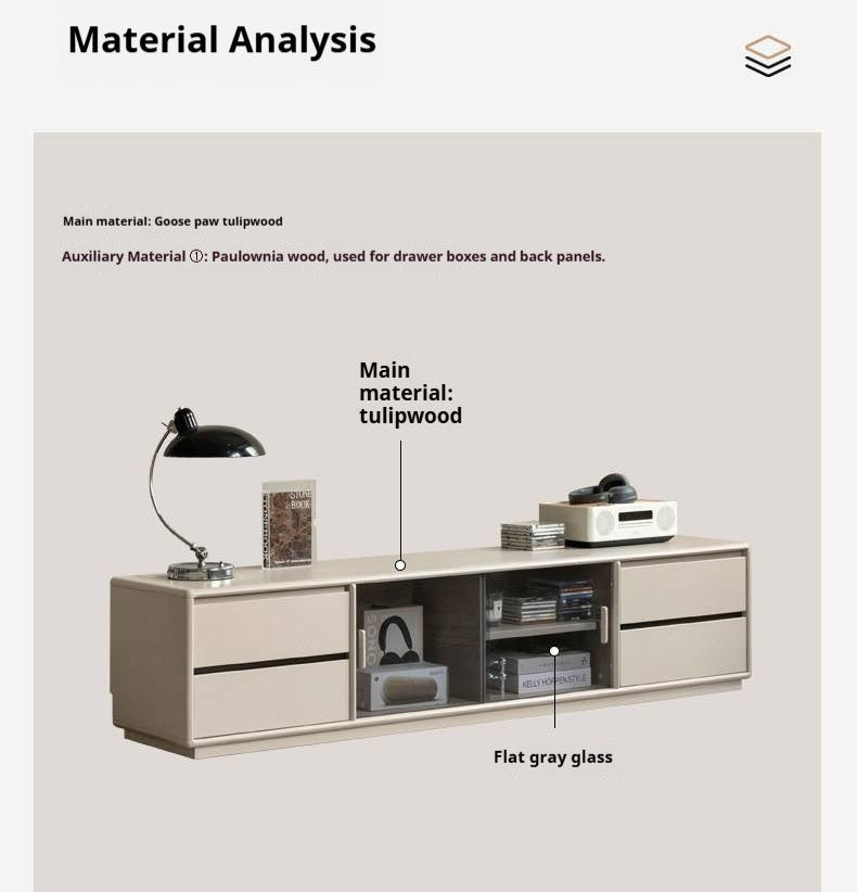 Tulipwood Solid Wood Modern Minimalist Floor Standing TV Stand