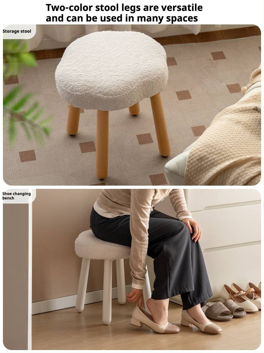 Beech, birch solid wood Nordic lamb velvet cloud makeup stool.