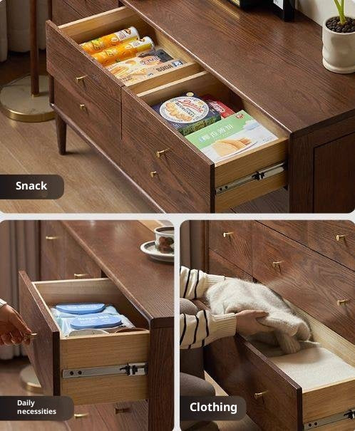 Oak, Solid Rubberwood Modern Minimalist Chest of Drawers