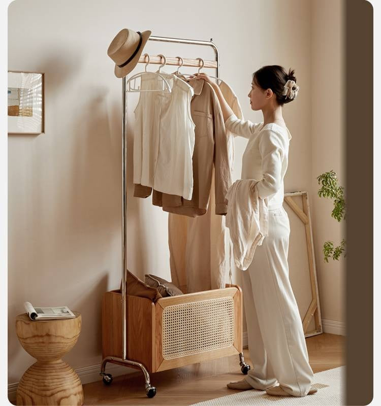 Rubberwood, Oak Solid Wood Rattan Woven Hanger