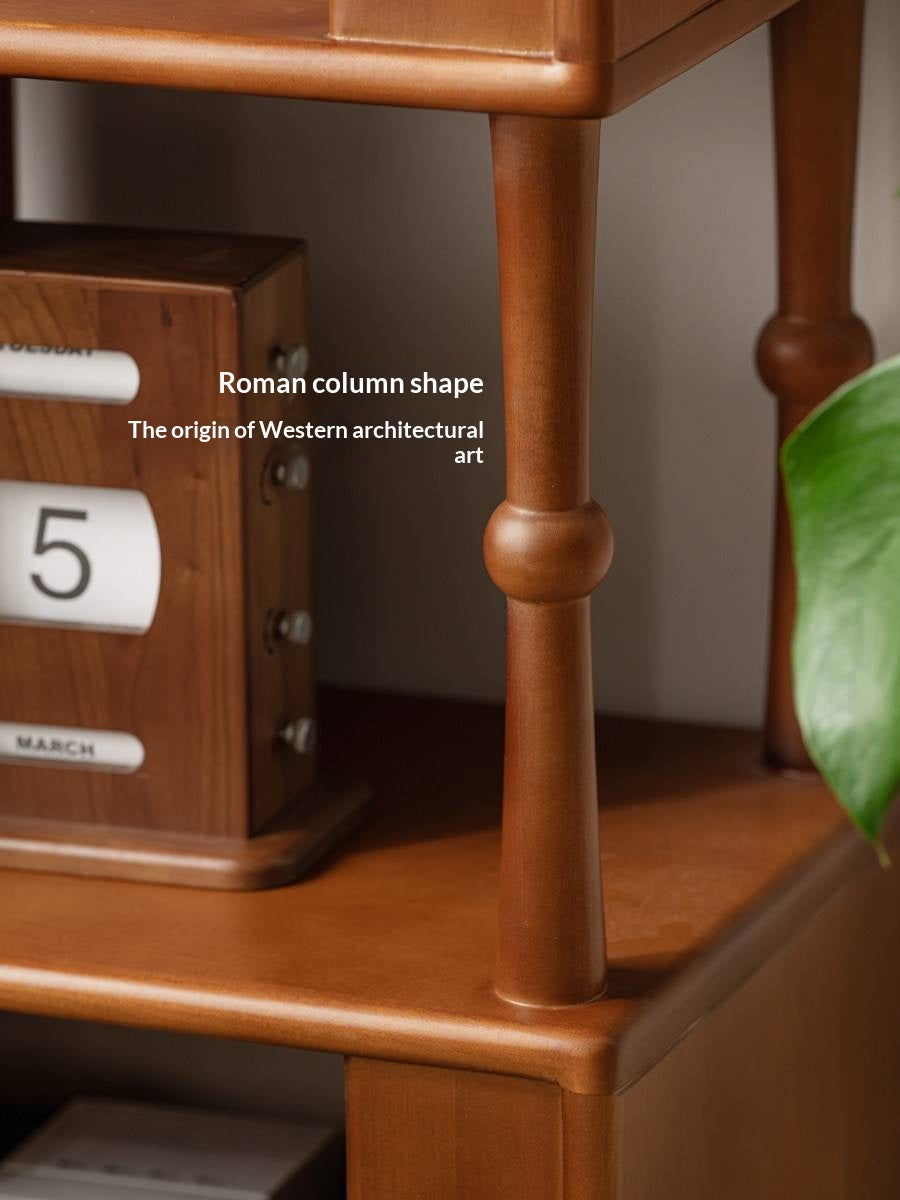 Poplar Solid Wood French Retro Bookshelf with Display Shelf