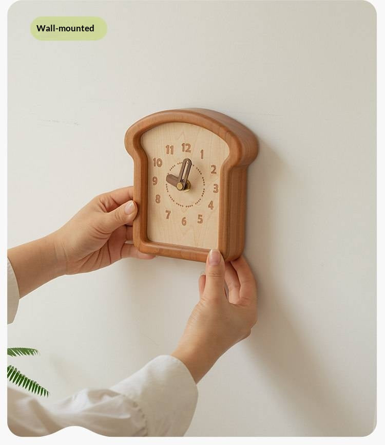 Cherry, Black Walnut Solid Wood Toast Clock Creative