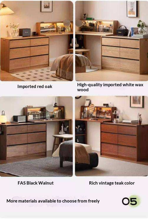 Сherry Solid Wood Retro Corner Vanity Table.