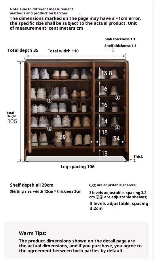 Oak Solid Wood Italian Light Luxury Shoe Cabinet