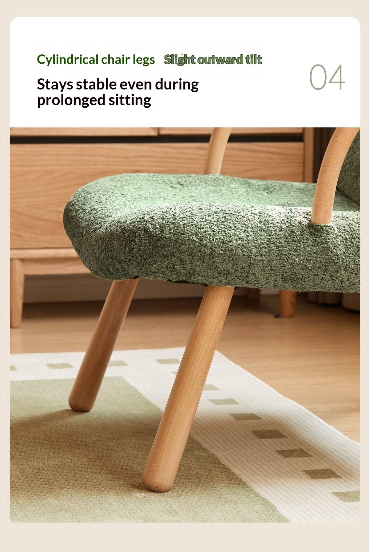 Beech Solid Wood Modern Soft Bouclé Accent Chair