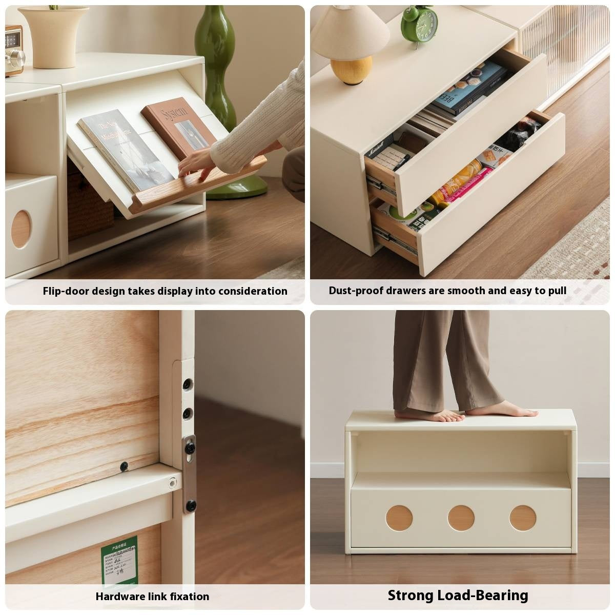 Solid RubberWood Module Combination TV Stand.