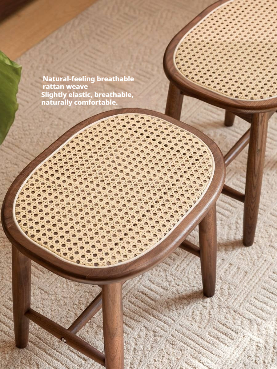 Black Walnut, Oak Solid Wood Modern Makeup Stool