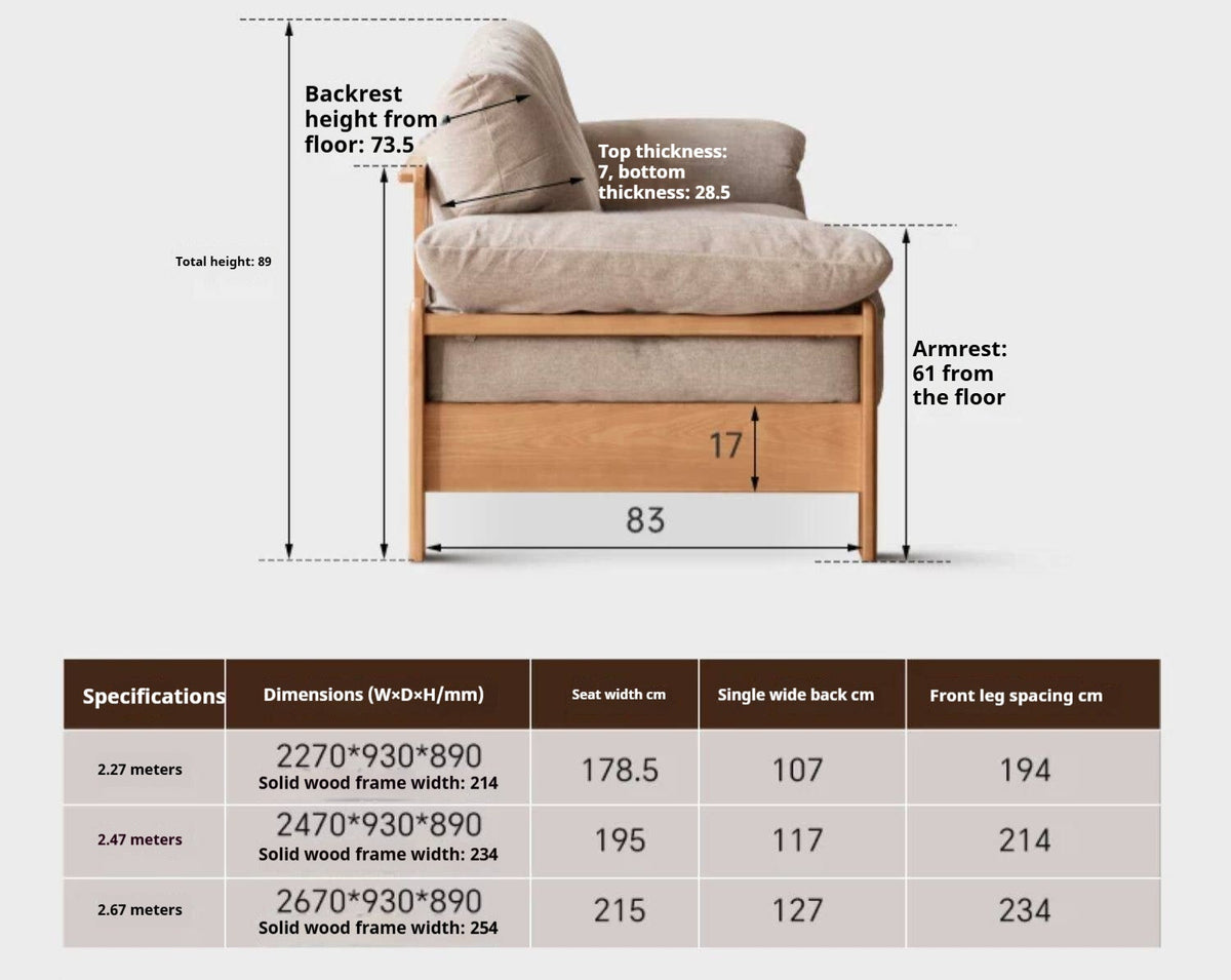 Ash Solid Wood Genuine leather, fabric Exposed Frame Sofa with Tufted Cushions