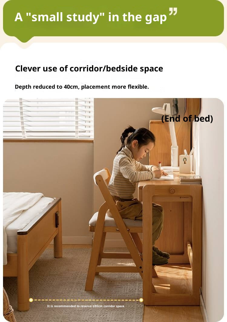Beech Solid Wood Liftable Kids Study Desk