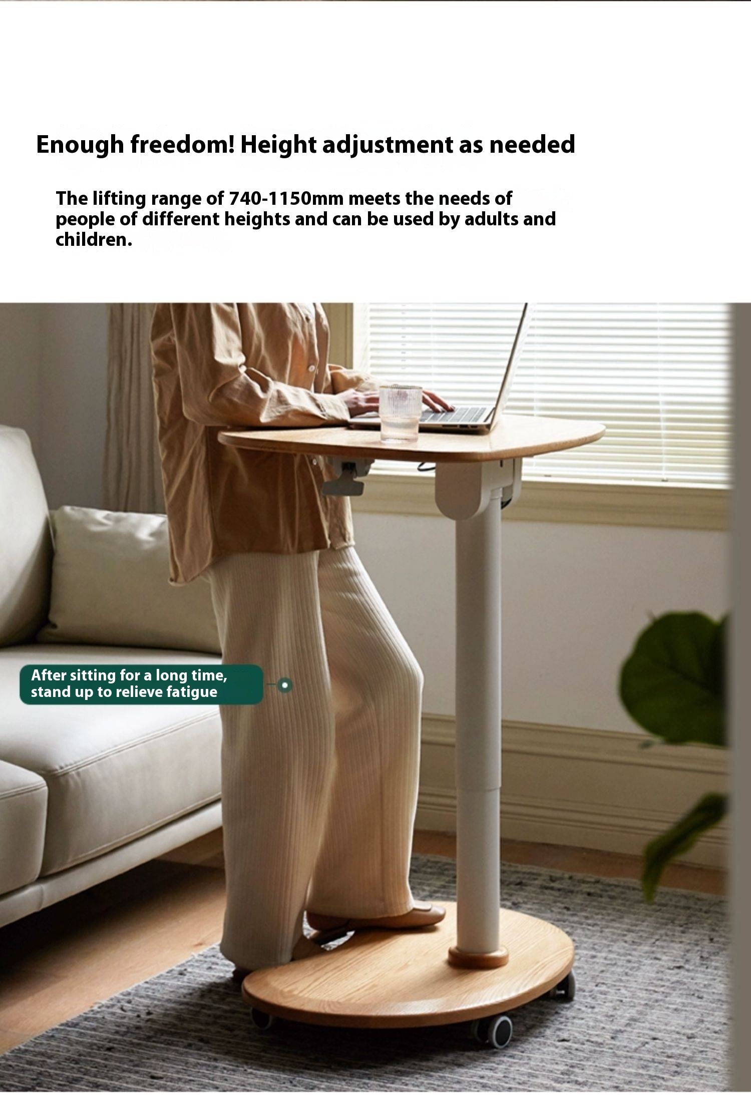 Oak Solid Wood Mobile Standing Desk