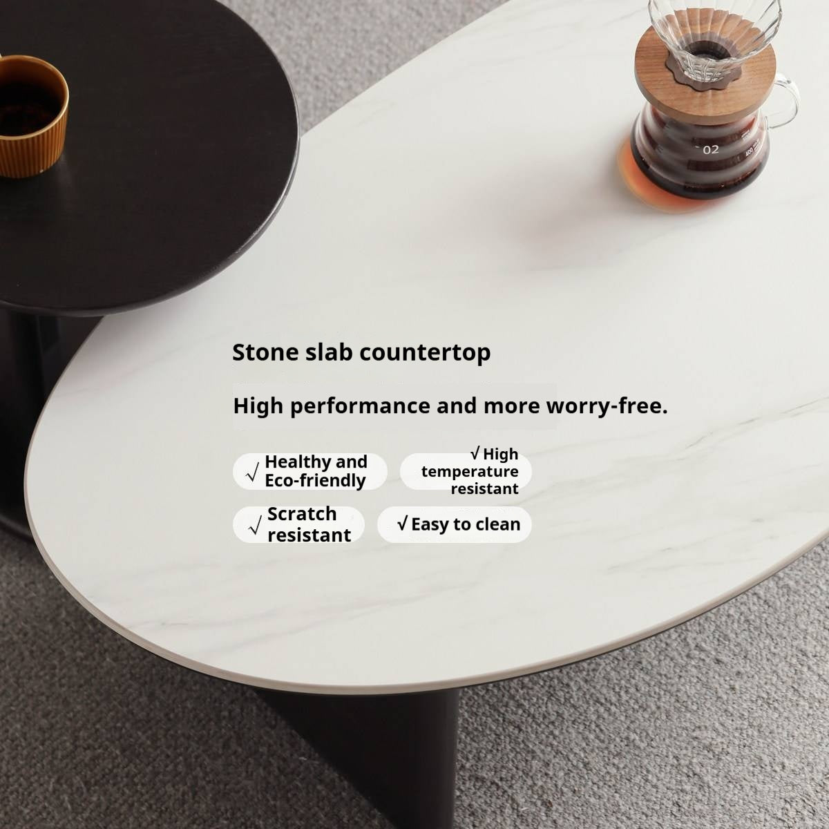 Ash Solid Wood Nordic Aesthetic Top Slab Coffee Table