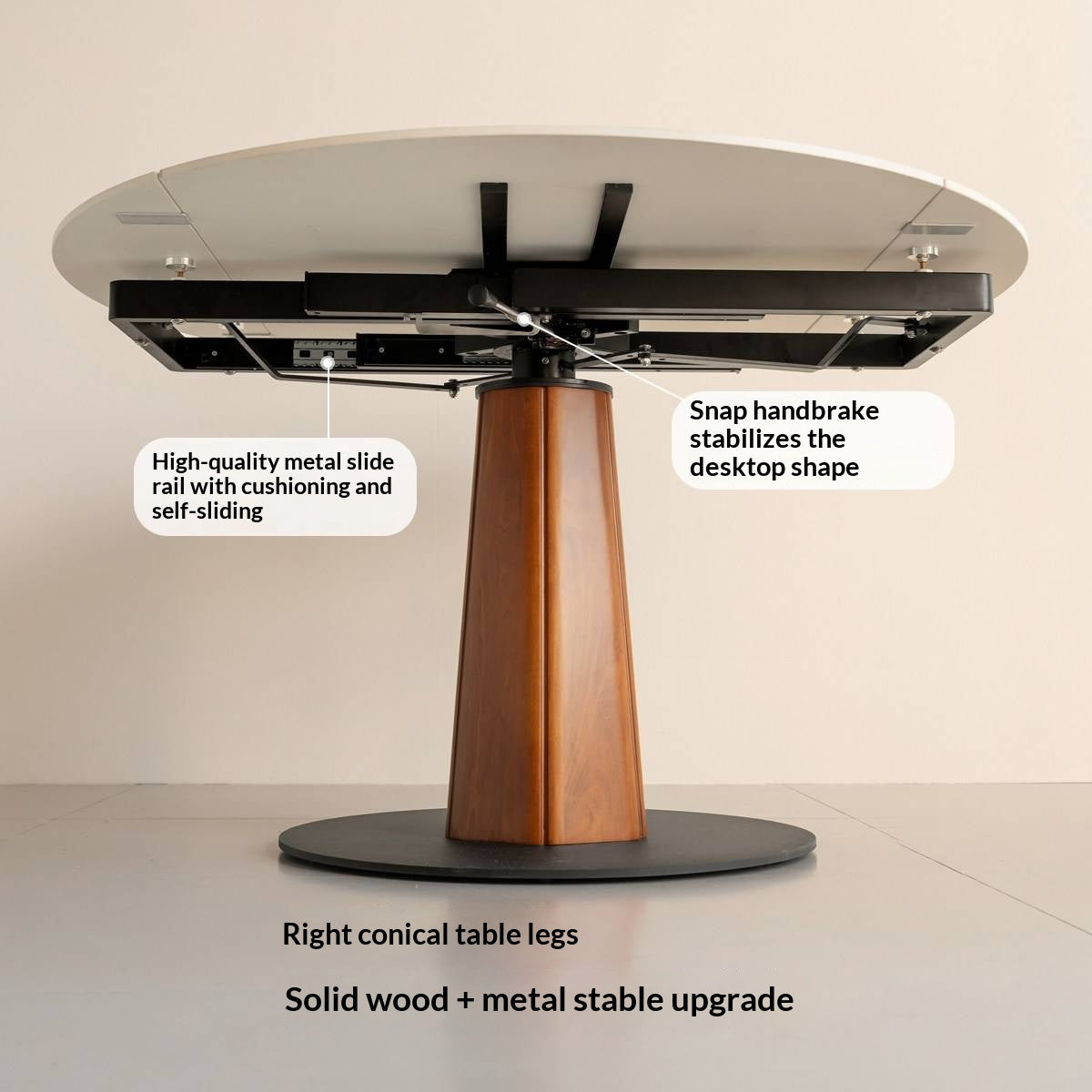 Tulipwood Solid Wood Rock Plate Round Table with Folding Feature