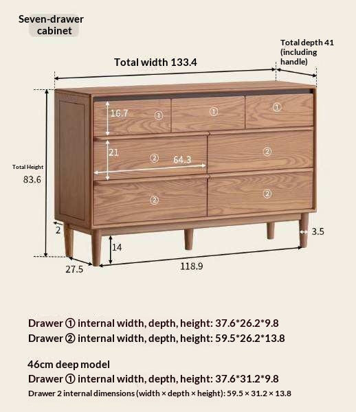 Ash Solid Wood Modern Side Cabinet with Shelved Interior