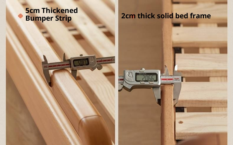 Beech Solid Wood Genuine Leather Soft Headboard Bed