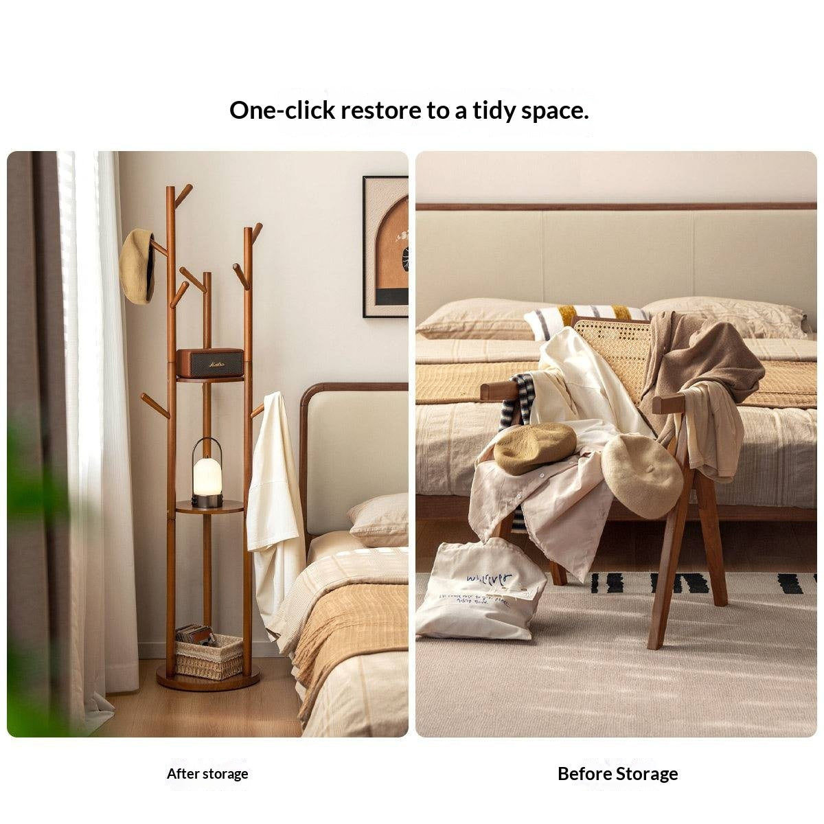 Solid Rubberwood Modern Minimalist Clothes Rack