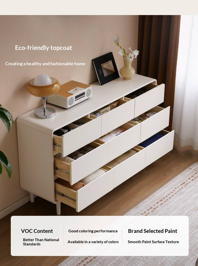 Tulipwood Solid Wood, Solid Rubberwood Milky Cream Style Chest of Drawers
