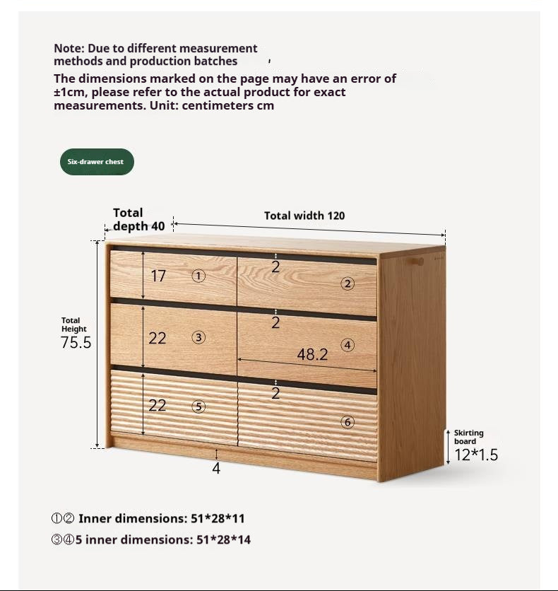 Oak Solid Wood Modern Minimalist Chest of Drawers