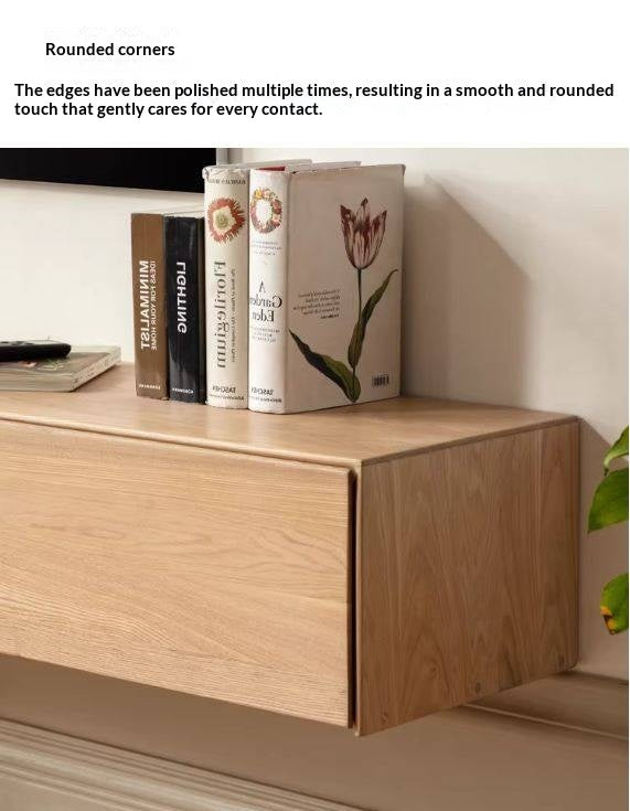 Oak Solid Wood TV Cabinet Minimalist Light Suspended-