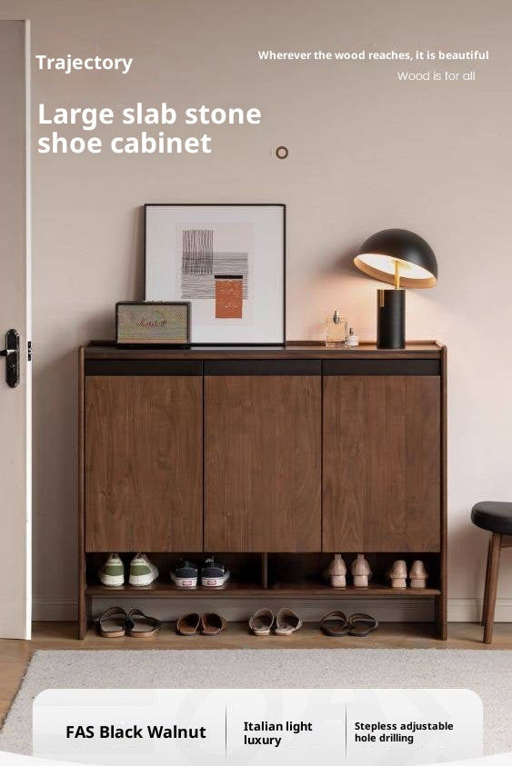 Black Walnut, Oak Solid Wood Italian Style Light Luxury Shoe Cabinet