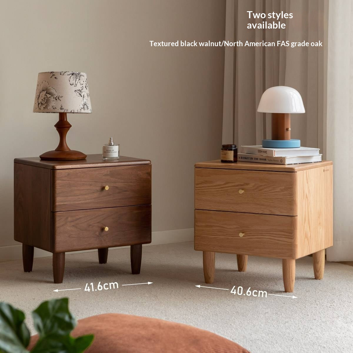 Black Walnut Solid Wood Italian Light Luxury Style Nightstand