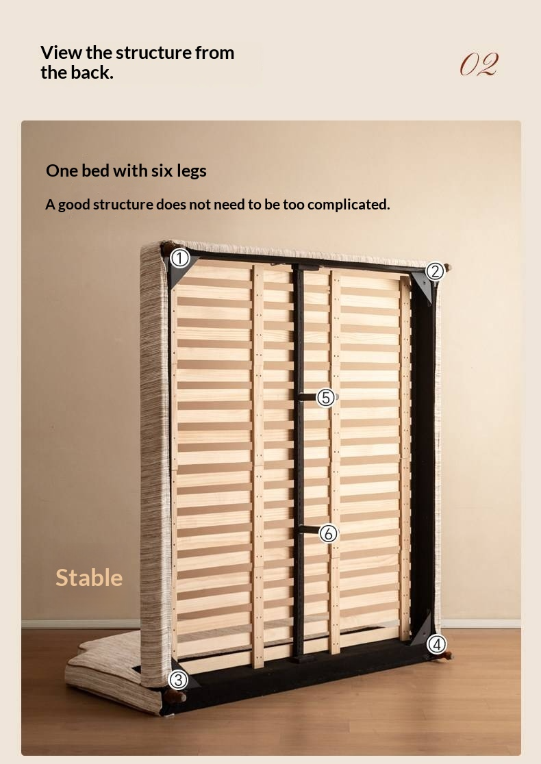 Fabric Soft Headboard Bed French Retro Style