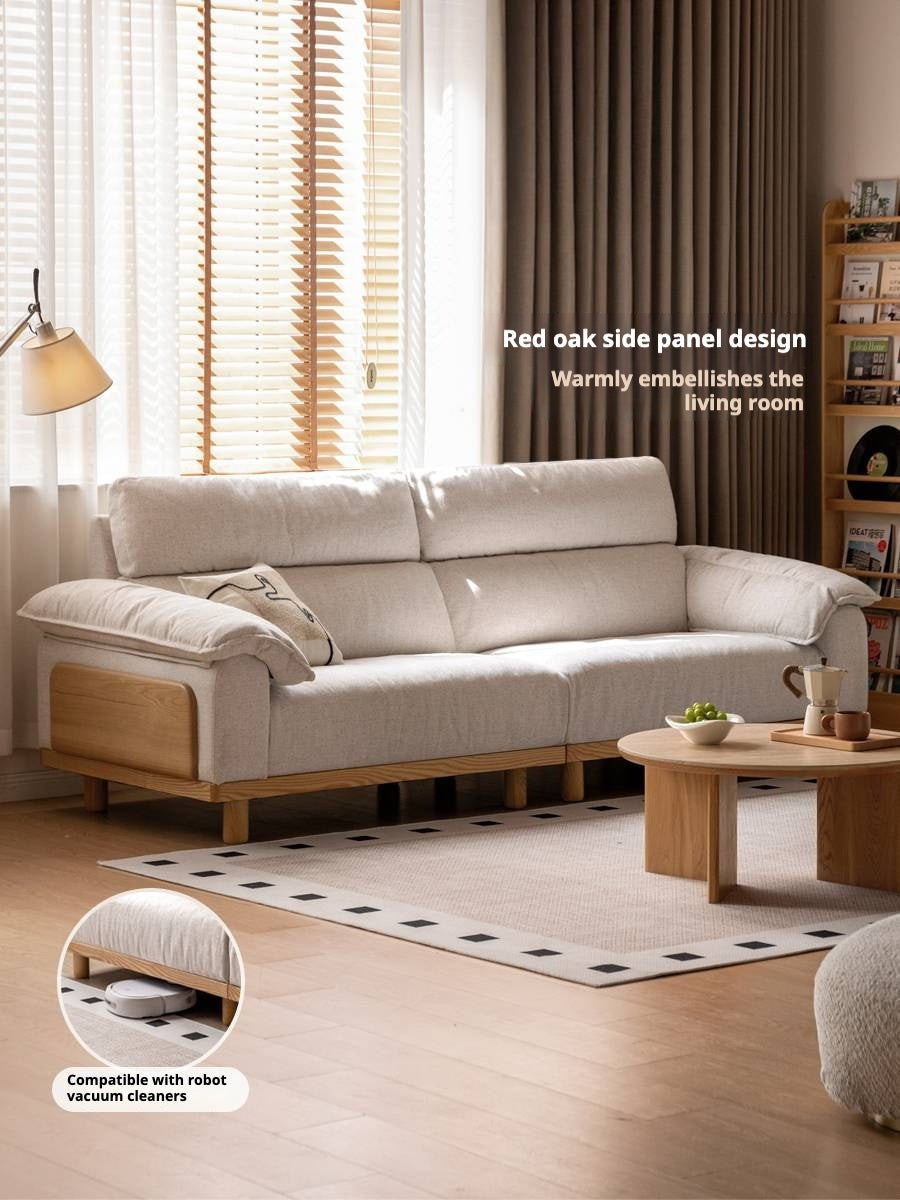 Oak Solid Wood Fabric imitation cotton and linen Sofa