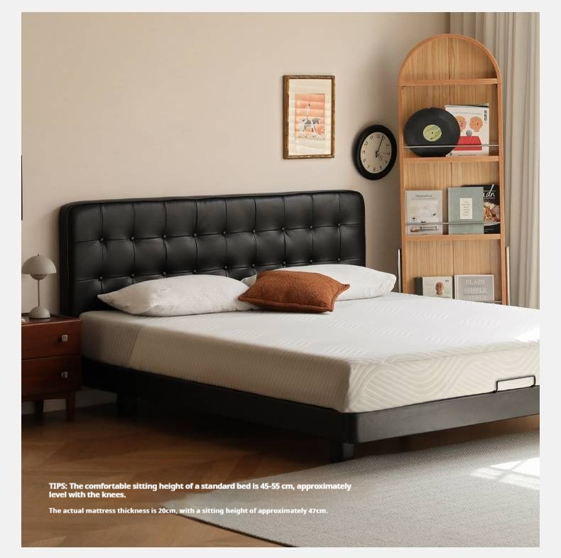 Black High-end Leather Suspension Bed