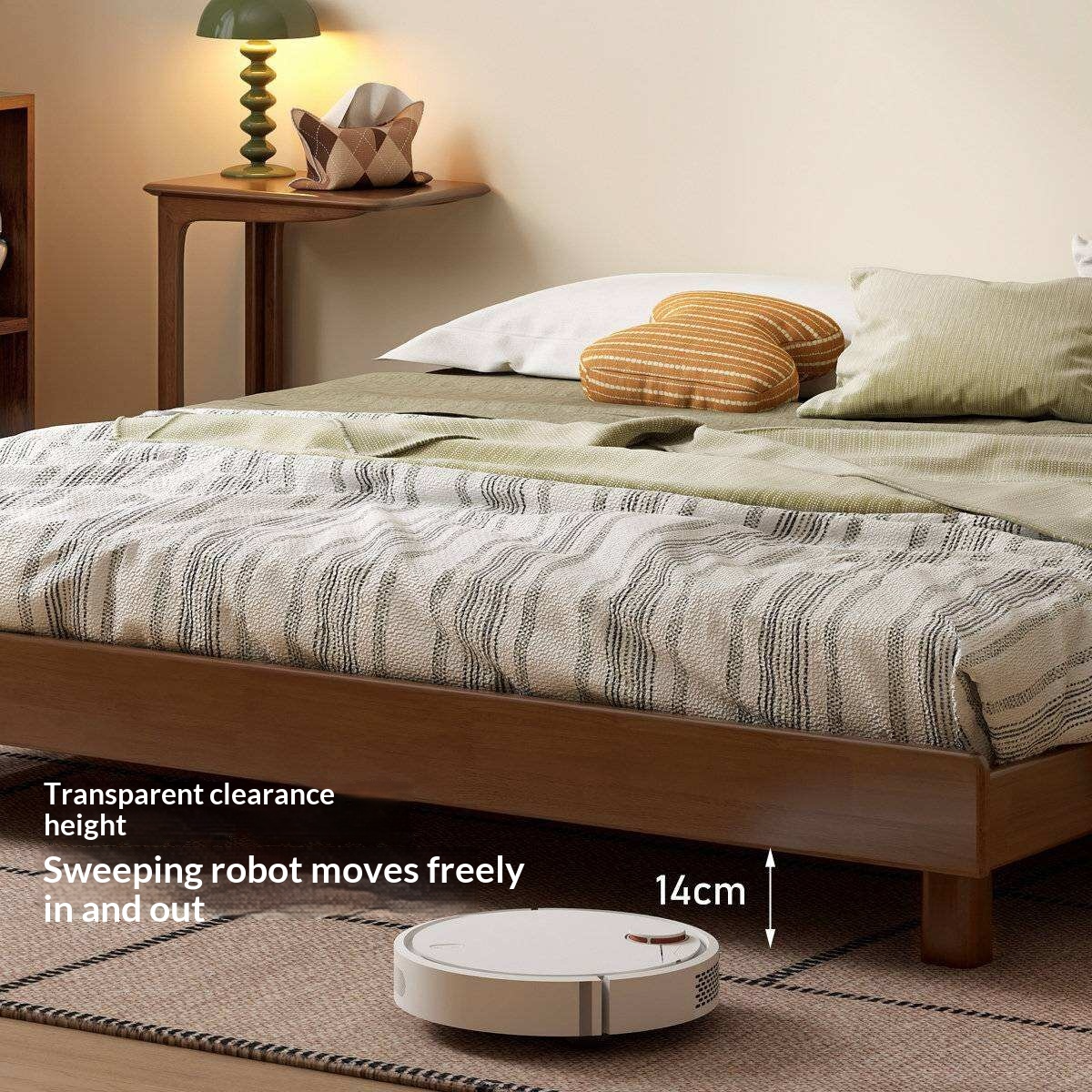 Rubberwood Solid Wood Modern Low Platform Bed Without Headboard