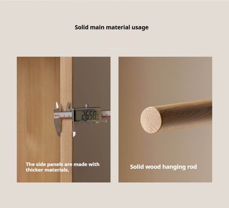 Ash Solid Wood Modern Wardrobe With Sliding Doors