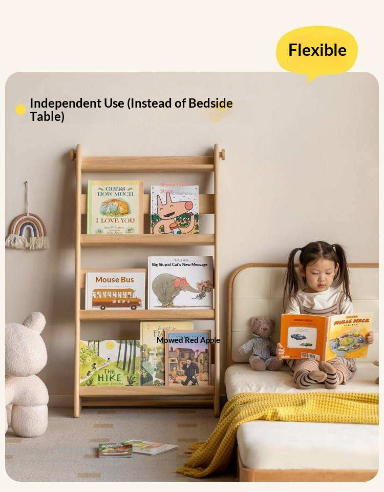 Poplar Solid Wood Children’s Bookcase with Drawing Board and Storage Shelf