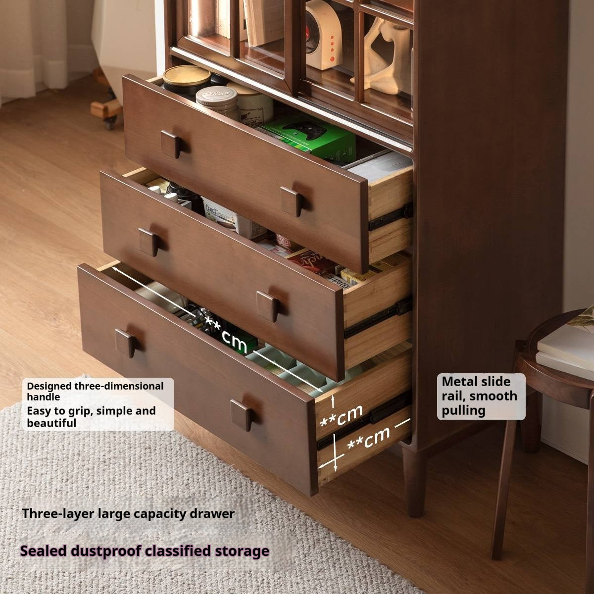 Beech Solid Wood Modern Side Cabinet