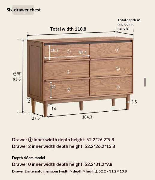 Ash Solid Wood Modern Side Cabinet with Shelved Interior