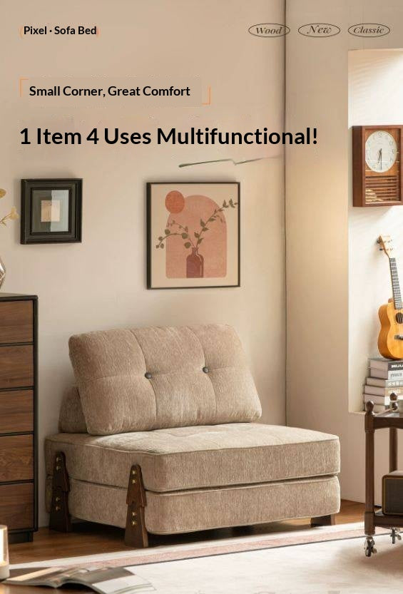 4-in-1 Convertible Ottoman Sofa Bed with Tufted Cushion