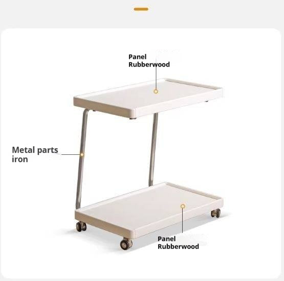Solid RubberWood Edge Table C-type Mobile