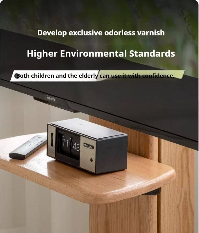 Oak Solid Wood TV Stand, Mobile Floor to Floor TV Cabinet.