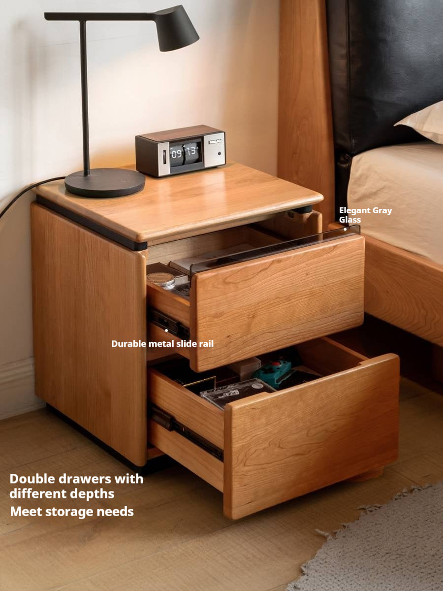 Cherry Solid Wood Retro Nightstand