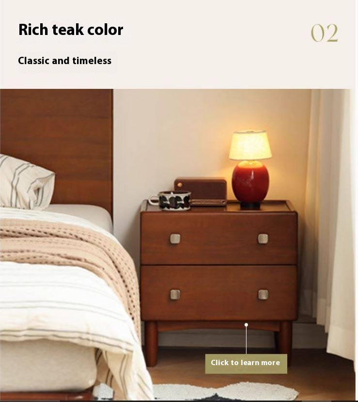 Solid Rubberwood Modern Nightstand