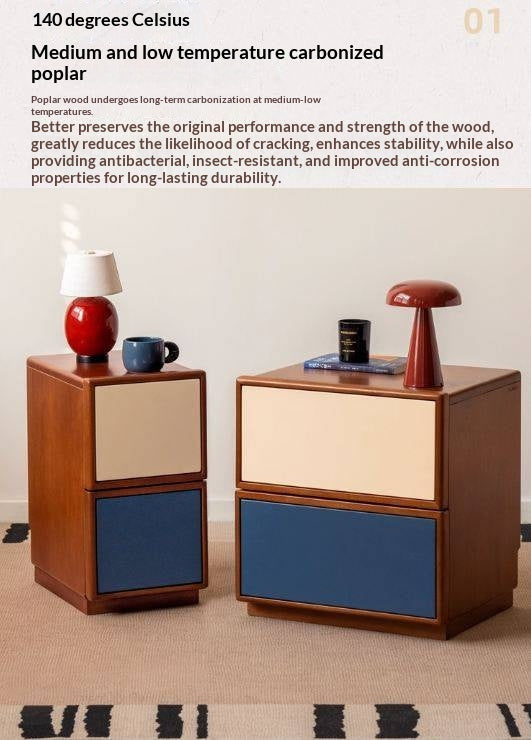 Poplar Solid Wood Bauhaus Style Nightstand