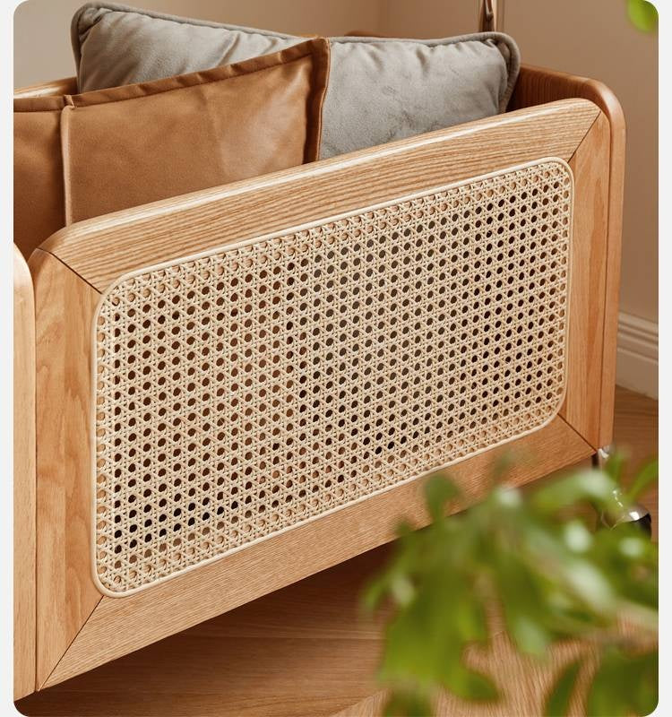 Rubberwood, Oak Solid Wood Rattan Woven Hanger