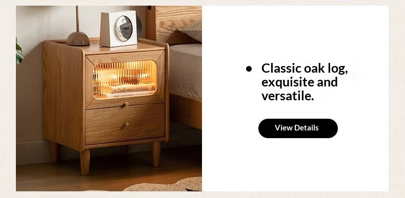 Solid Rubberwood Modern Cream Style Nightstand