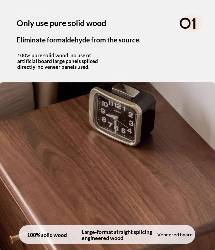 Black Walnut Solid Wood Italian Light Luxury Style Nightstand