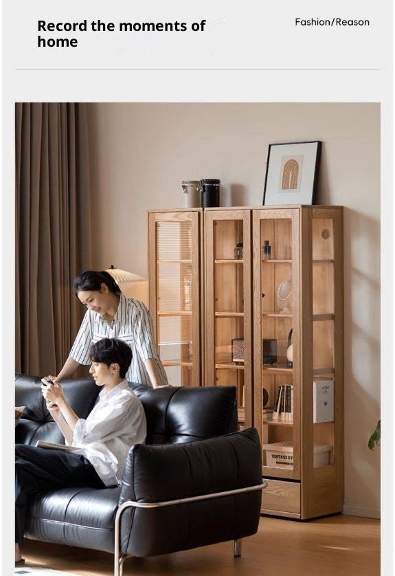 Ash Solid Wood Modern Glass Bookcase