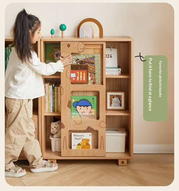 Oak Solid Wood Multi-Layer Children's Bookcase