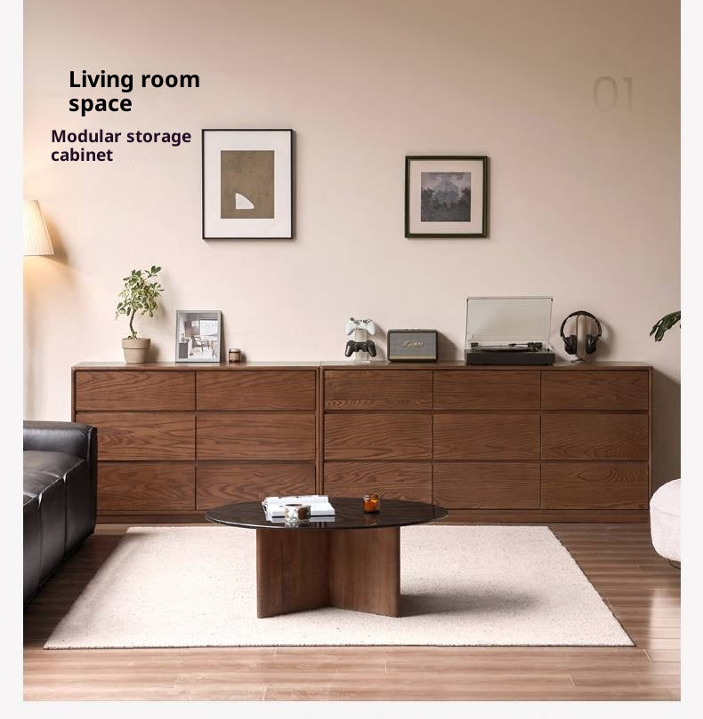 Oak Solid Wood Modern Drawer Cabinet