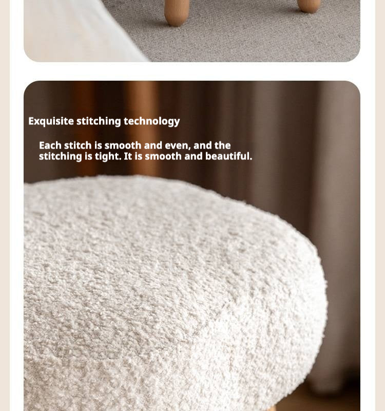 Beech, birch solid wood Nordic lamb velvet cloud makeup stool.
