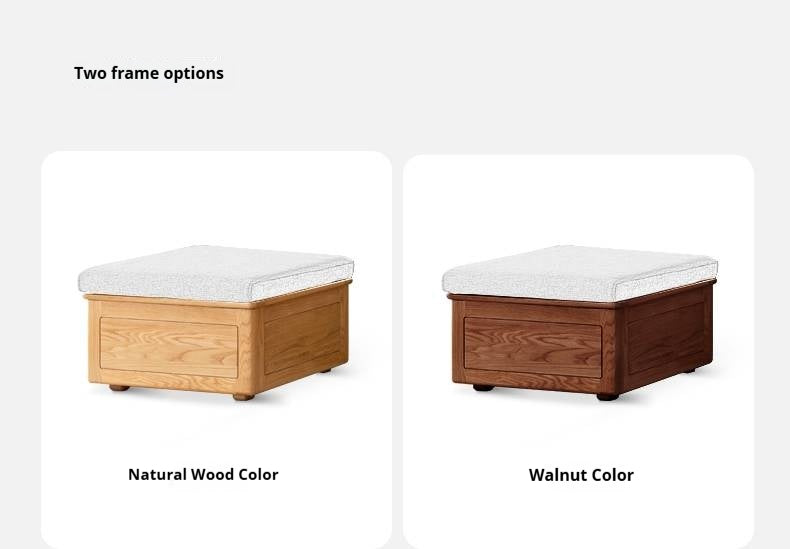 Ash, Oak, Black Walnut Solid Wood Fabric Footstool-