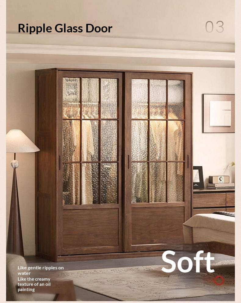 Black Walnut Solid Wood Wardrobe with Aesthetic Design