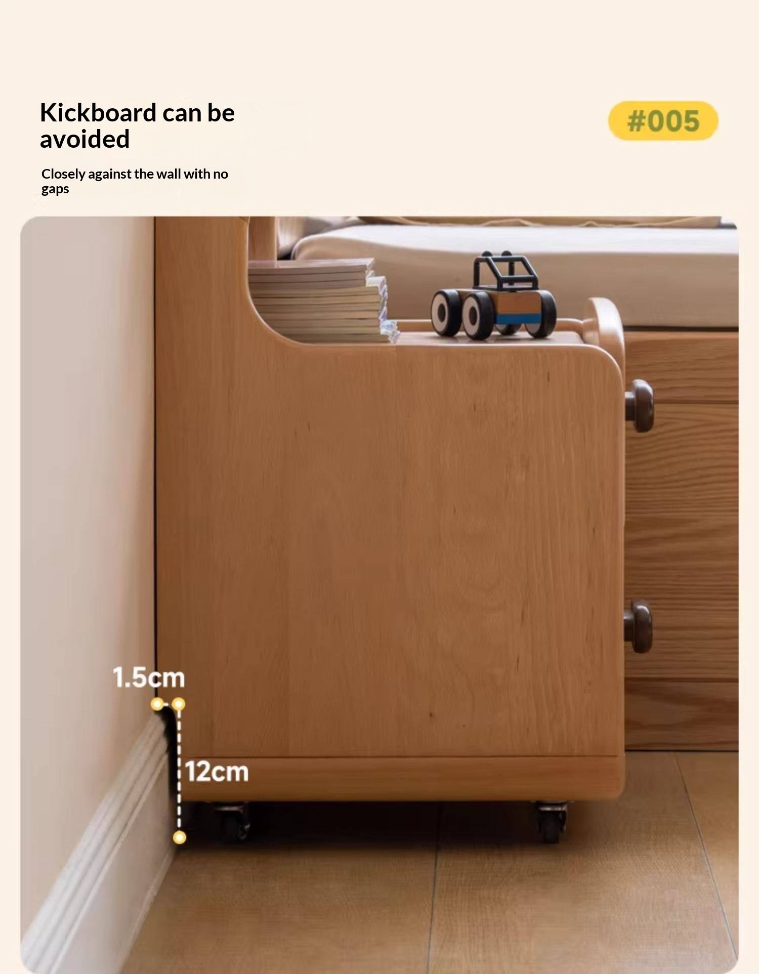 Beech Solid Wood Children's Nightstand Modern Minimalist