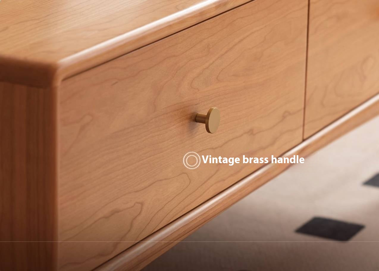 Cherry Solid Wood Storage Coffee Table with Hidden Drawers