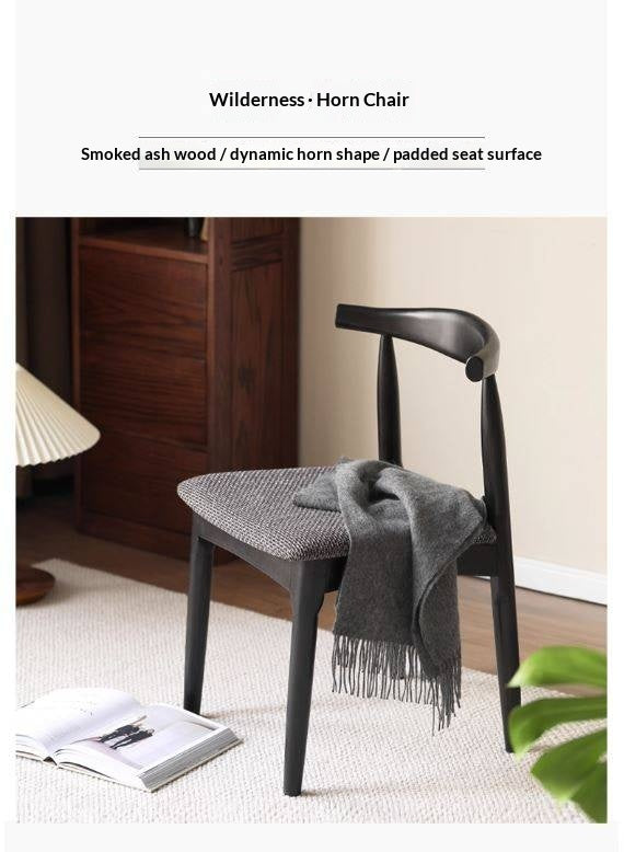 Set 4 pcs White Ash Solid Wood Horn Presidential Chair